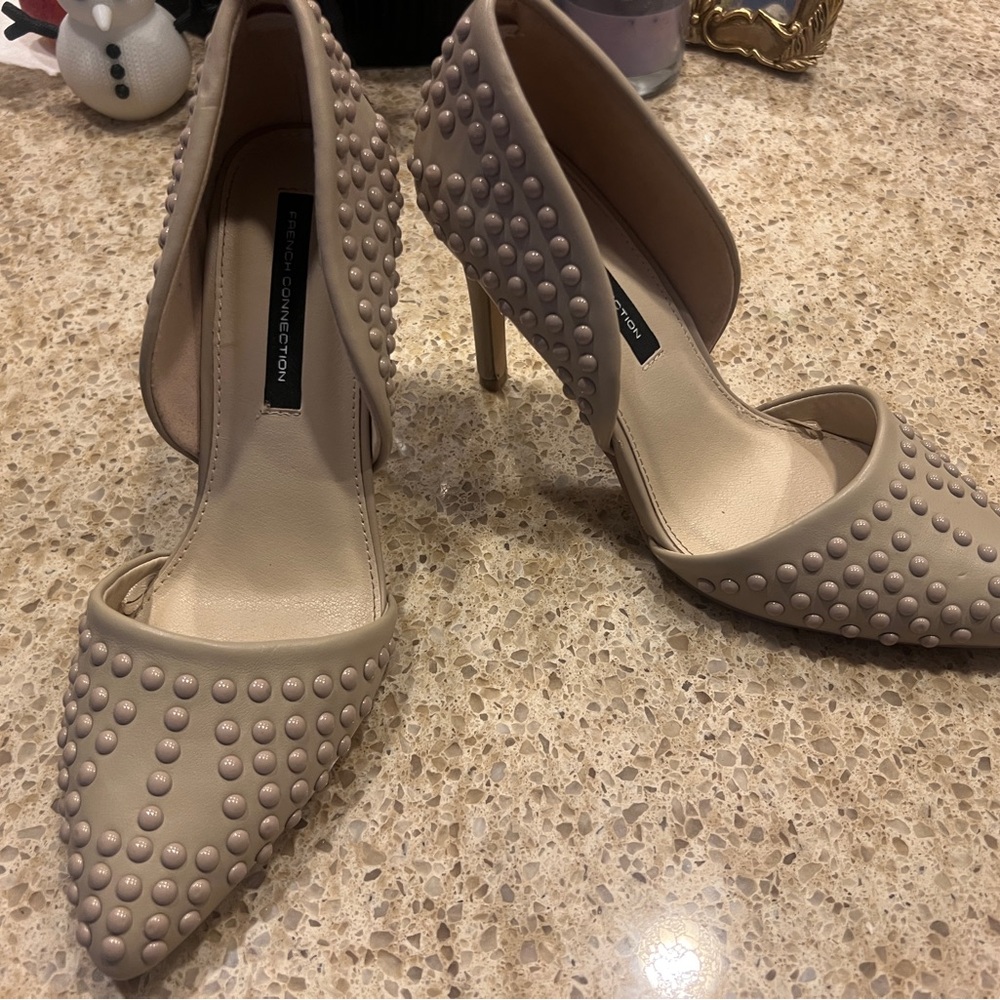 French Connection Taupe Studded Heels